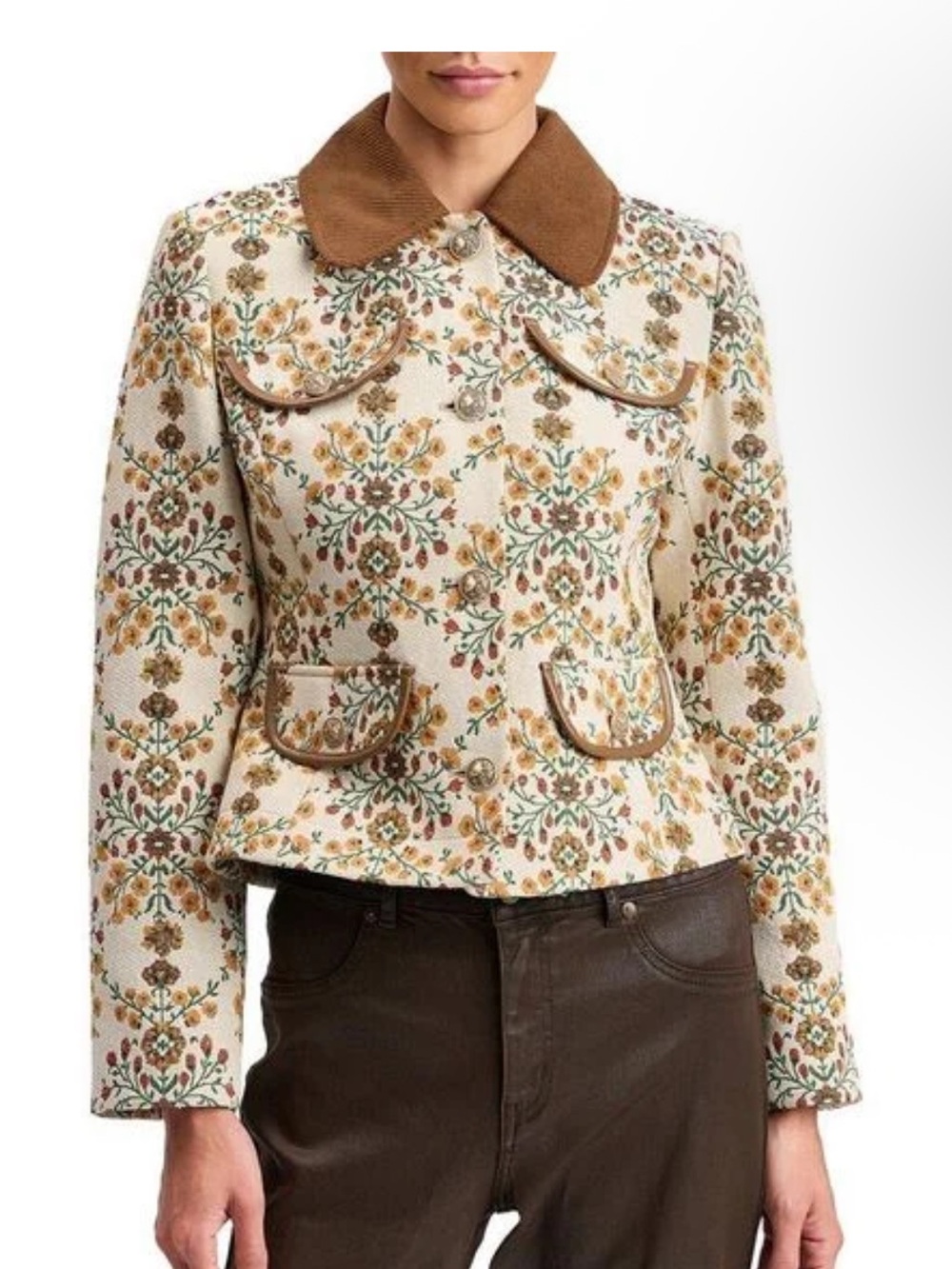 082.NewAnthropologie Avec  Les Filles Floral  Jacquard Crop Jacket $245